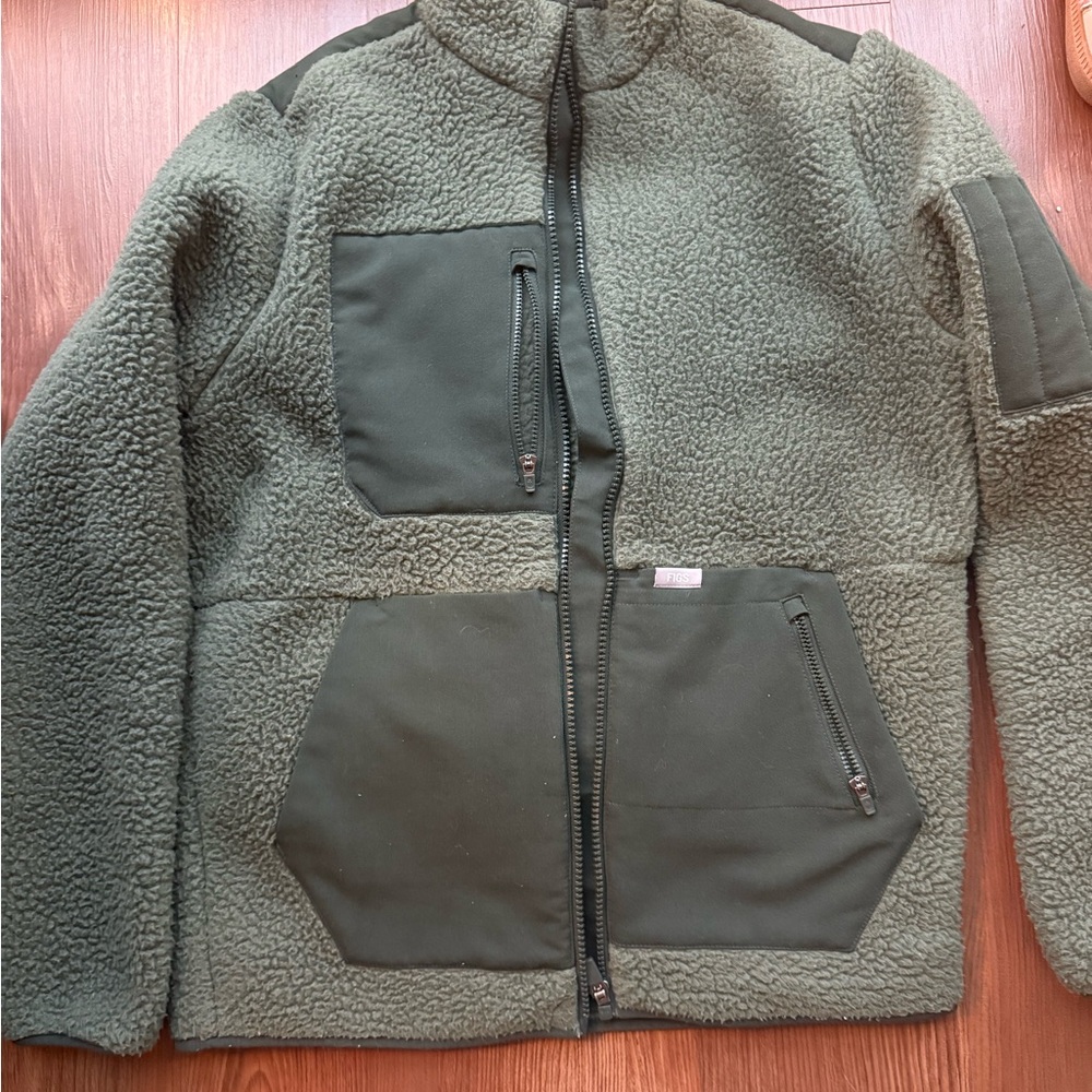 Figs Olive Green Teddy Jacket